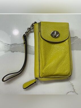 Coach Yellow Leather Wallet with Turnlock